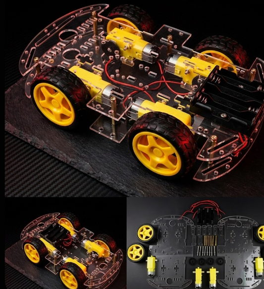 4WD Smart Robot Car Chassis Kit - Double Layer Acrylic Platform (4 Motors) | robetix